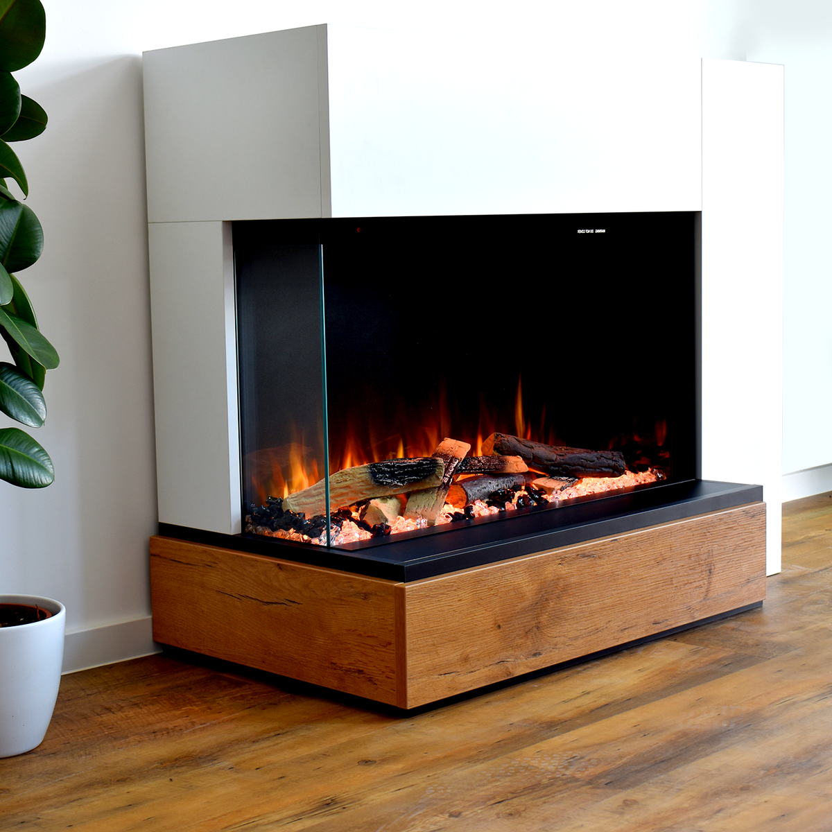 Glow Fire Elektrokamin 'Einstein' Linksoffen| LED Standkamin in weiß mit Heizung (1500 W) | HxBxT: 109x89x51cm - Image 2