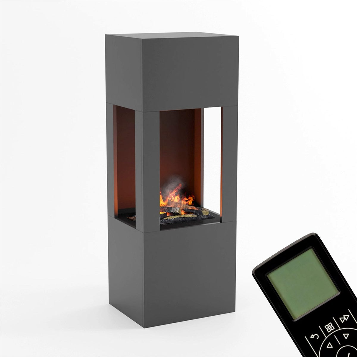 GLOW FIRE Elektrokamin ‚Böll’| Wasserdampf Kamin mit OMC 400 inkl. Holz in weiß als Raumteiler | HxBxT: 145x54x44 cm