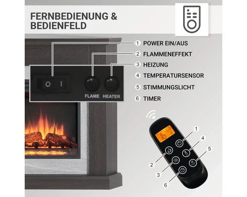 Elektrische Kaminfeuer Balderia Pegasos eiche dunkel 2000 Watt - Image 4
