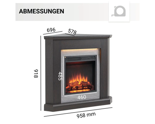 Elektrische Kaminfeuer Balderia Pegasos eiche dunkel 2000 Watt - Image 6