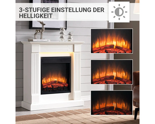 Elektrisches Kaminfeuer Balderia Ladina weiß 2000 Watt inkl. Fernbedienung - Image 3