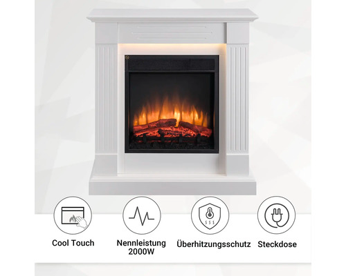 Elektrisches Kaminfeuer Balderia Ladina weiß 2000 Watt inkl. Fernbedienung - Image 6