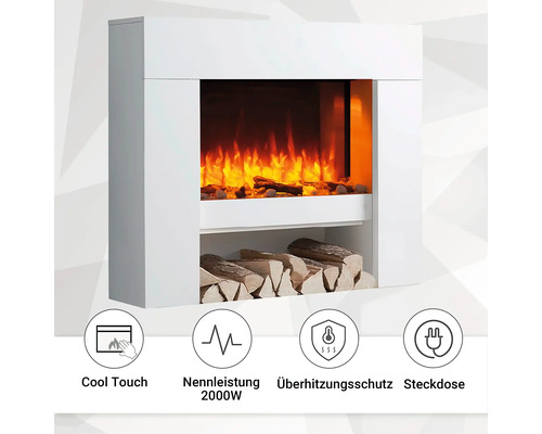 Elektrisches Kaminfeuer Balderia Naran weiß 2000 Watt inkl. Fernbedienung - Image 7